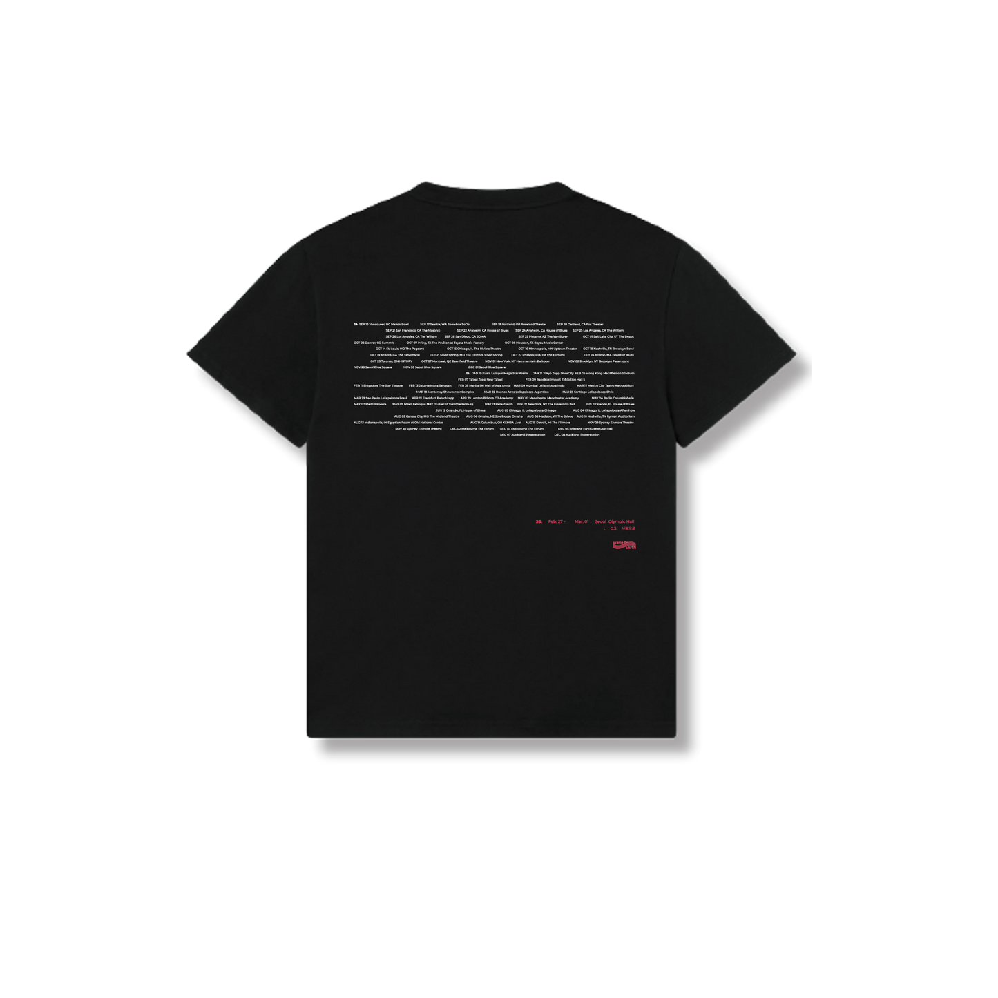 All Tour Date T Shirt - Black – wave to earth