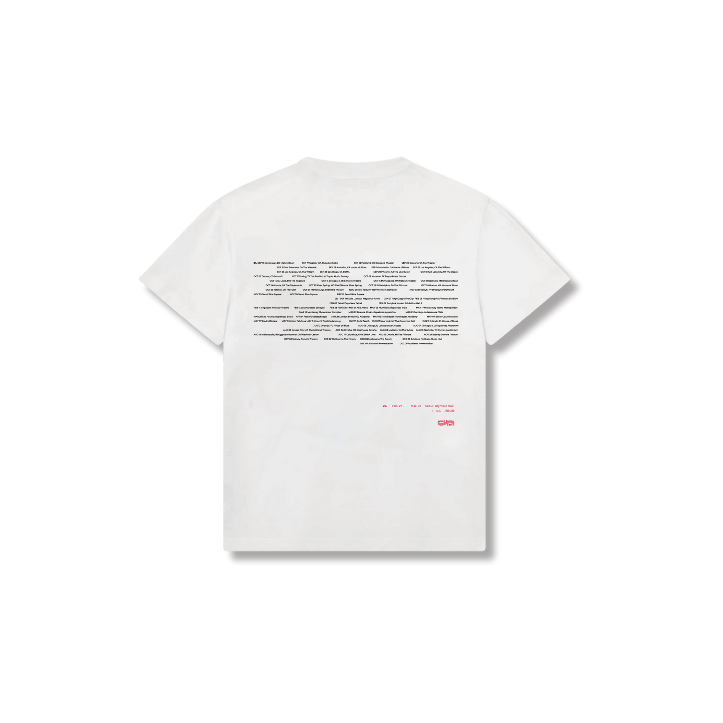 All Tour Date T Shirt - White – wave to earth